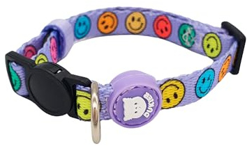 DUKIER - Collar para Gatos, Regulable y Ajustable, Accesorio Mascotas Resistente y con Cierre de Seguridad, Diseño Smiley, Talla Única (17-29 cm)