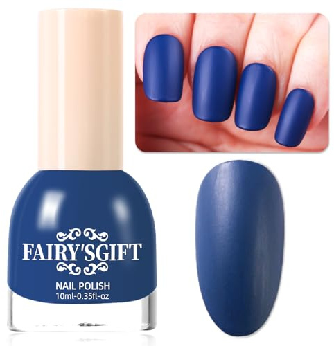 Matte Nail Polish Air Dry Nail Lacquer for Nail Art Varnish, Mist Effect Matte Finish Velvet Nail Polish, 0.35 fl oz (Navy blue-11, 10 ML)