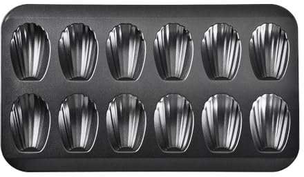 YYTECH Confezione da 2 teglie per madeleine con spazzola in silicone, vassoio per 12 tazze resistente a forma di conchiglia, rivestimento antiaderente, stampo per torta in forno, cioccolato, torte