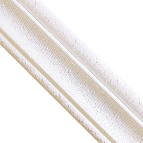 Dxcaicc Wall Baseboard Molding Trim 3PCS Length 2.3m Width 8cm Flexible Skirting waistline Borders Simple letter pattern Foam Strips Comes with adhesive backing,White