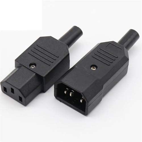 Connettore di alimentazione ripetibile combinato maschio e femmina IEC 320 C13 nero, presa a 3 pin, 10 A/250 V, 2 pezzi