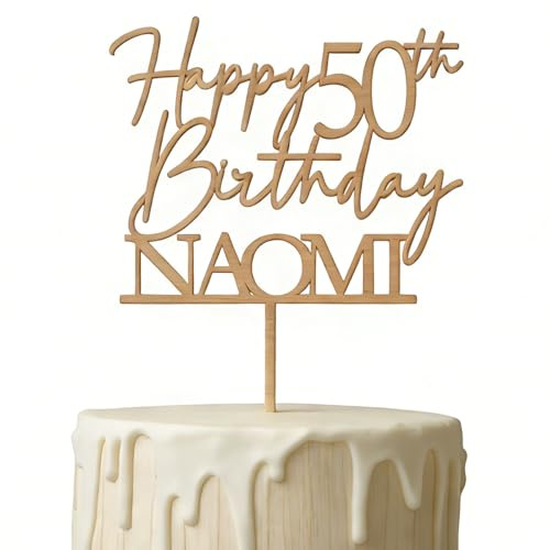 Personalised Happy Birthday Rustic Wooden Cake Topper | Custom Name & Age, Party Decoration,13th 16th 18th 21st 30th 40th 50th 60th, 3mm Wood, Multicolour