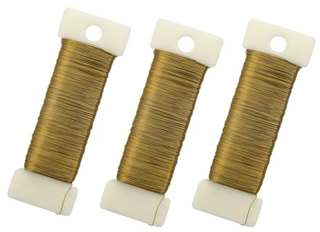 3 Stück 50m Basteldraht Gold 0,3 mm - Schmuckdraht für Floristik & DIY - Metall-Drahtrolle Goldfarben für die Herstellung von Schmuck,Blumenarrangements, Dekorationsartikeln und Pflanzenstützen