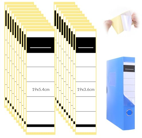LXUEJIE 100 Stück Ordnerrücken Selbstklebend Set, Breit Rückenschilder Ordner Klebeetiketten Selbstklebend Aktenordner Aufkleber 19 x 5,4cm 19 x 3,6cm Ordner Aufkleber für Büro Bibliothek Archivierung