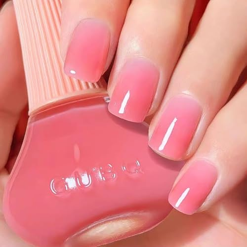 Snabbtorkande enfärgat nagellack med krämig finish – babyrosa vattenbaserat nagellack för nageldesign – långvarig enfärgad giftfri snabbtorkande nagelpolering, ingen UV-lampa (PINK)