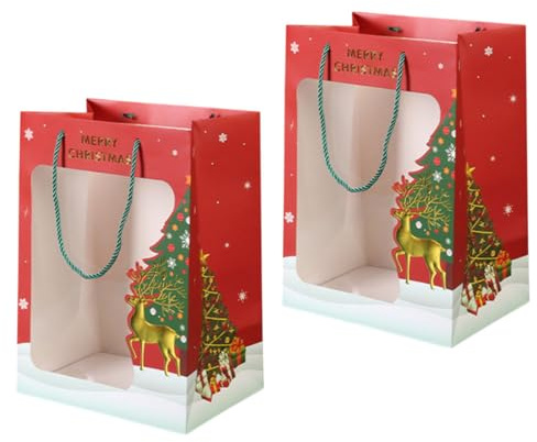 Toyvian 2stücke Weihnachtsgeschenktüten aus Papier Geschenkbeutel für Weihnachten Handliche Süßigkeitentüten Partytüten Aufbewahrungsbeutel für Geschenke