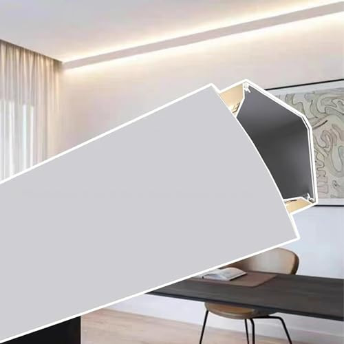 Modanatura A Corona Con Canale Luminoso A LED,Illuminazione Indiretta A Soffitto/parete In Alluminio Bianco Battiscopa A LED - Senza Striscia LED(2m/6.6ft)