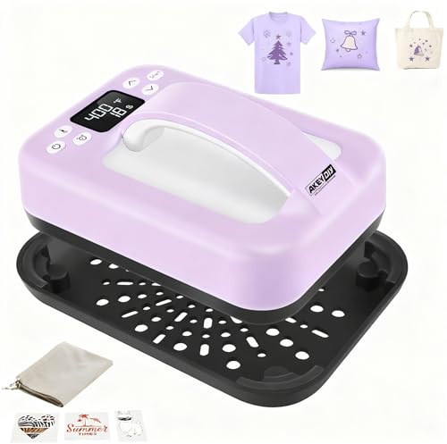 Mini Heißpresse, Kleine tragbare T‑Shirt‑Presse für Anfänger und Geschenke, geeignet für Sublimation, Vinyl und Wärmeübertragungsprojekte (Lila A)