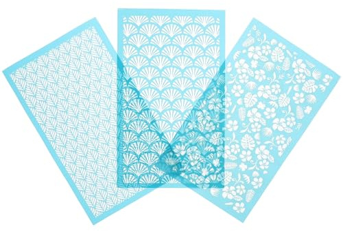 Homoyoyo Lot de 3 Pochoirs Sérigraphie pour Pâte Polymère Modèles en Polyester Réutilisables pour Fabrication D’Argile Décorations Créatives et Loisirs DIY