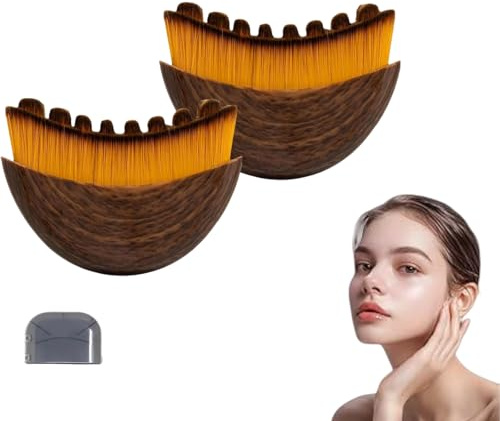 Alpenfaser Gesichtsbürste, Alpenfaser Lymphdrainage Bürste,Aluvea Face Brush, Alpenfaser Lymphbürsten Gesicht, Massagegerät & Natürliches Lifting, Sanfte Konturierung & Durchblutungförderung (2 Stück)