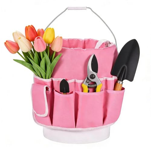 Sac à Outils de Jardinage - Organisateur de Sac à Main, Organisateur de Seau à Outils de Jardin de Grande capacité pour Charges avec Base épaissie et poignées Pratiques |
