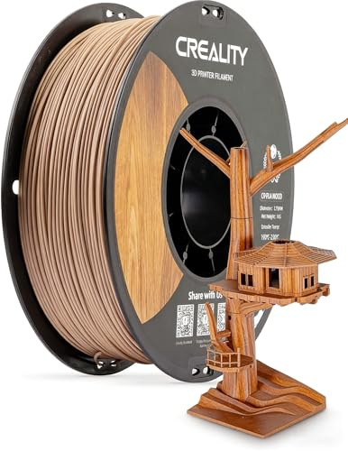 Creality Filamento in PLA Legno per Stampanti 3D, 1,75 mm, Texture Setosa e Liscia, Resistente, 1 kg (2,2 lbs) per Bobina, Compatibile con Tutte le Stampanti (Legno)
