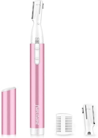 Tondeuse à Sourcils Perfectionnée, Funstant électrique Tondeuse Cheveux Visage avec Peigne, Précision Rasoir Cheveux Sourcil Alimenté par Pile, Petit Rasoir Poil du Visage Indolore Fonctionnant