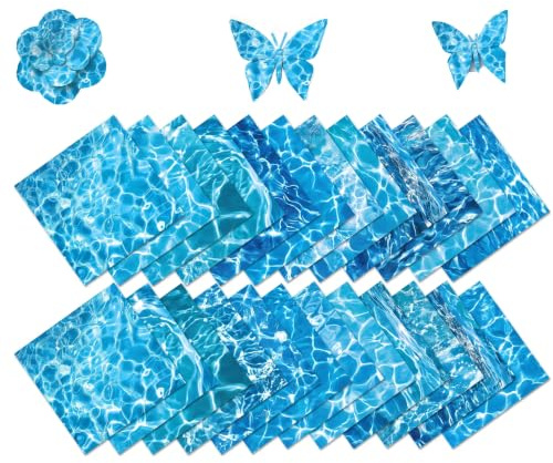 24 Blatt Scrapbook Papier Set Wasserwellen Motiv, doppelseitig bedruckt | 15x15cm Vielseitiges Bastelpapier ideal für Scrapbooking, Journaling und Kartenherstellung.