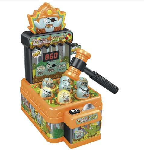 Zombie War Whack-a-Mole Game, Electronic Arcade Toy with Hammer, Digital Score Display, Battery Operated