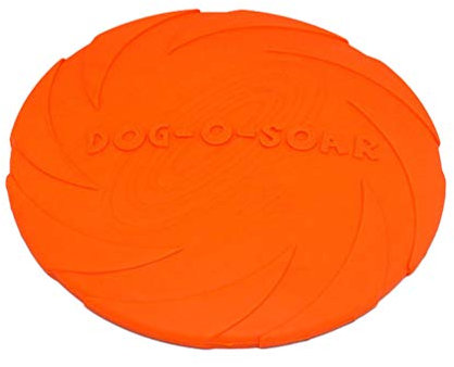 LINNUO Frisbee Hund Gummi Frisbeescheibe Puppy Wurfscheibe Outdoor Training Hundespielzeug Sicher und Ungiftig Hund Scheibe Welpen IQ Training Spielen (Orange,S)