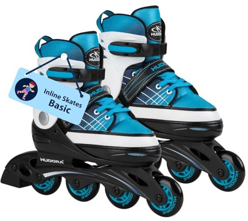 HUDORA Inline Skates Basic in Blue/Mint - Inliner für Kinder & Jugendliche in versch. Größen - Roller Skates bis zu 4 Größen verstellbar - Ideal als hochwertiges Einstiegsmodell