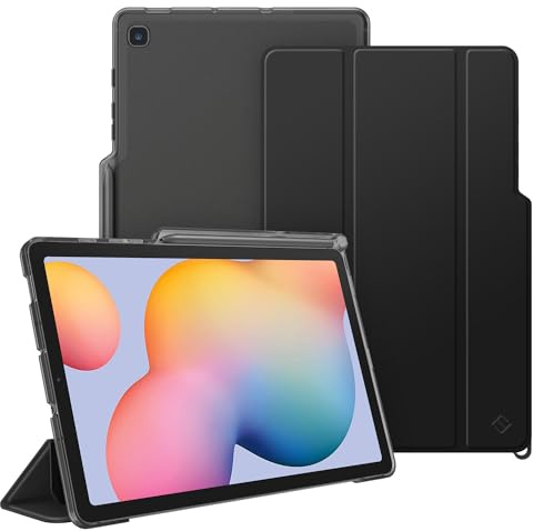 Fintie Hülle für Samsung Galaxy Tab S6 Lite 10,4 Zoll 2024/2022/2020 | Schlank Dreifach-Ständer Tablet Schutzhülle mit Transluzenter Rückseite, S Pen Halter, Auto Sleep/Wake, Schwarz