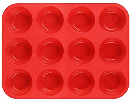 SULCMOD Silicone Muffin Trays for 12 Muffins Non-Stick Muffin Cupcake Tin, Baking Mould for Muffins or Cupcakes Bakeware Red