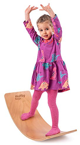 NUTTY TOYS Montessori Wooden Wobble Board for Kids & Adults - 35 100% Natural Wood Balance Board Toddler Balancing Toy Unique Boy & Girl Open Ended Toy Best Christmas Stocking Stuffer Gifts Idea 2025