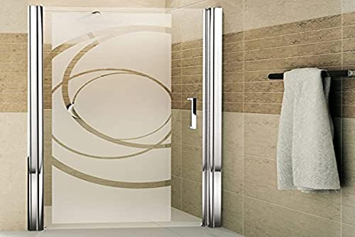 Sticker porte de douche Courbes design - Sticker muraux Salle de Bain - Autocollant décoration Salle de bain - 95 X 35 CM | Stickers paroi de douche en verre, autocollant vitre, film dépoli pour vitre, brise vue pose facile sans outil, sans résidu