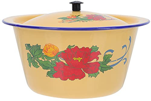 Cabilock 1stück Vintage Emaille Öl Und Gewürzschüssel Mit Deckel Lard Bowl Im Chinesischen Stil Für Küche Und Vielfältig Einsetzbar Als Suppenschüssel Oder Obstschale