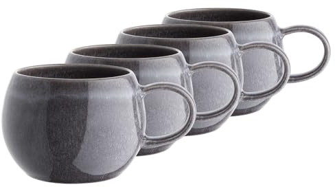 BUTLERS 4er-Set Tassen Steinzeug - COTTAGE - spülmaschinenfest | Farbe Blau - 350 ml - Kaffeebecher für Kaffeepausen - Teetassen für Heißgetränke - ländlicher Stil