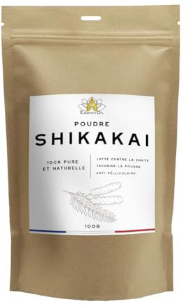 ESSENTIOIL Poudre de Shikakai cheveux - 100% Naturel - Apporte du volume, Favorise la pousse, Démêle les cheveux, Apporte brillance aux cheveux - 100g - Marque Française
