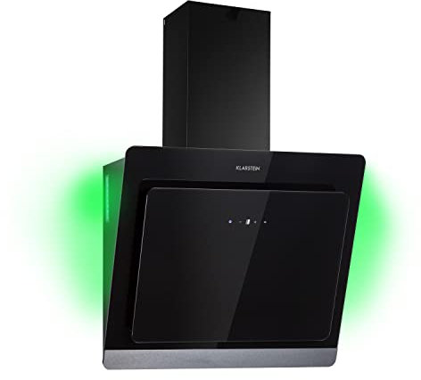 Klarstein Dunstabzugshaube 60cm, Abluft-Dunstabzugshaube, Abzugshaube mit Kohlektiv-Filter, Dunstabzug mit 563m³/h Luftstrom, Wandhauben für Küche mit RGB-LEDs, Leise Dunstabzugshauben 60 cm