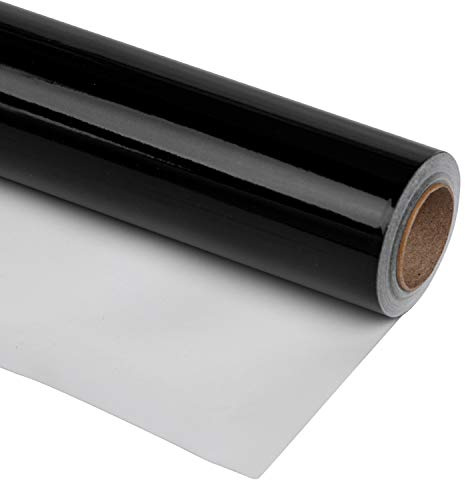 RUSPEPA Schwarzes Metallic-Geschenkpapier – 81,5 Quadratfuß – Einfarbiges Papier, Perfekt Für Partys, Hochzeiten, Geburtstage, Weihnachten, Babypartys – 76 cm X 10 m