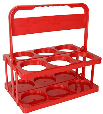 ASelected Milk Bottle Holder Foldable Plastic Drink Carrier, 6-Holes Reusable Beer Bottle Carrier, Wine Bottle Carrier with Handle, (Dark Red)