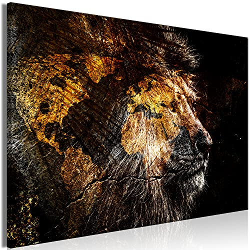 murando - Wandbilder XXL Löwe Tiere 120x80 cm Leinwandbild 1 tlg Kunstdruck modern Wanbilder XXL Wanddekoration Design Wand Bild Porträt Weltkarte Abstrakt grau g-C-10125-b-a