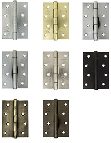 4 Steel ButtonTip Fire Door Butt Hinges 100mm Grade 7 CE Fire Rated Door Hinges (Bright Zinc Plated, with Intumescent Pads? 30 Minute Fire Door)