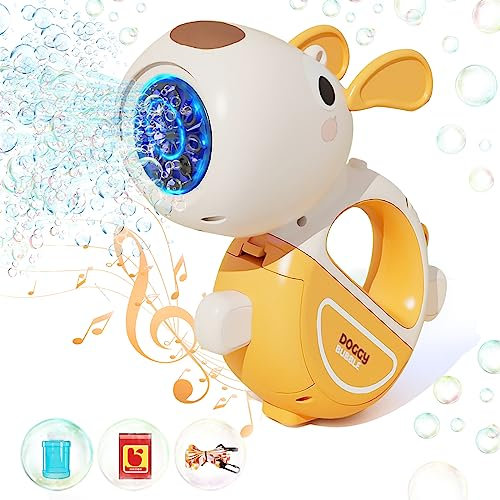 XAZASTOV Seifenblasenmaschine Automatische Seifenblasenpistole für Kinder ab 3 Jahre, Blasenmaschine mit Seifenblasen Flüssigkeit/Licht für Mädchen Junge, Gartenspielzeug für Outdoor Party Hochzeit