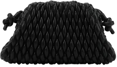 Fecialy Bolso de mano para mujer, bolso de mano fruncido, bolso de mano de cuero, bolso cruzado de noche, Negro -