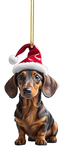 Weihnachtsdeko Anhänger, 2D Dackel Weihnachten Deko, Lustig Hunde Hängende Zubehör, Weihnachts Anhänger Christbaumschmuck Ornamente Für Die Festtage (Multicolored)
