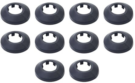 Savagrow 10 Stück Senkbleche 25 mm Rohrdurchmesser Split Flansch Platte Scharnier Boden & Decke Platten Kupfer & Kunststoff Rohrabdeckung Schwarz