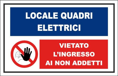 M-ITALY CARTELLO SEGNALETICO - Locale quadri elettrici mod. 2 - Adesivo Extra Resistente, Pannello in Forex, Pannello In Alluminio (20x31, Alluminio)