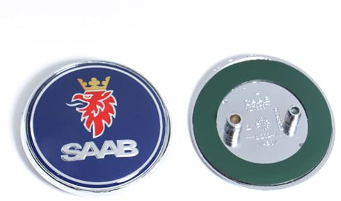 KAnduo Emblemas del Coche Carrocería Cromo Insignia Compatible con para SAAB 9 3 9 5 9-3 9-5 SAAB 68mm 2 3 Pins,2 Pins-A