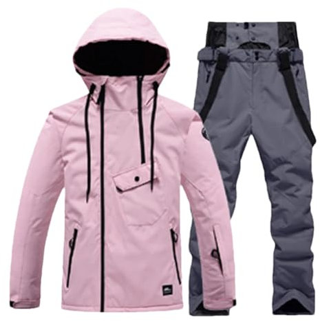 Hndudnff Damen Skianzug Winter Outdoor Snowboard Isolierte Warme Jacken Und Hosen Schneeanzug, Jacke Hose17, 48