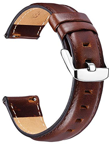 BINLUN Läderarmband med Snabbkoppling för Män och Kvinnor 12mm 13mm 14mm 17mm 18mm 19mm 20mm 22mm Klassiska Ersättningsarmband för Smartklockor i Svart Brun Röd