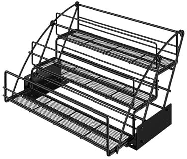 Almacenaje en Armarios Superiores de Cocina Cromado de 3 Niveles, Cómodo Estante Inferior Deslizante para Ahorrar Espacio, Elevador de Placa Interior para Armarios Superiores de 10 ( Color : Schwarz ,