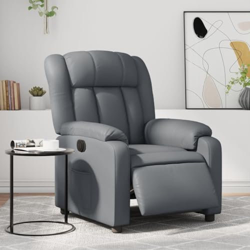Homgoday Relaxsessel Elektrisch Fernsehsessel mit Liegefunktion Liegesessel Polstersessel Ruhesessel TV Sessel mit Verstellbare Rückenlehne Grau Kunstleder