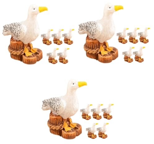 HANABASS 18 STK mediterrane Mikrolandschaft wohnzimmerdeko raumdeko Gartenornament küstendeko Miniatur-Vogelstatuen Gartendekorationen Möwe-Vogel-Ornament Mikro-Landschaftsdekoration Harz