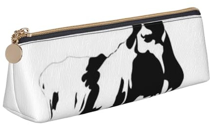 JUEXDEME Federmäppchen aus Leder in Schwarz und Weiß, schlankes Design, Stifteetui mit metallischem Reißverschluss, Taschengröße für Studenten, Büro, Uni, Mittelschule, weiß, Einheitsgröße, Handgepäck