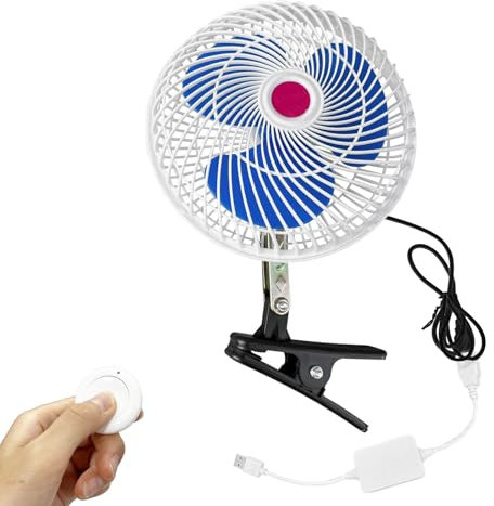 FSLiving Clip ventilator grow, Grow Ventilator mit Fernbedienung,Verstellbarer Winkel mini fan für Growzelt mit oszillierender Funktion,3 Lüfterblätter(GYFS063)