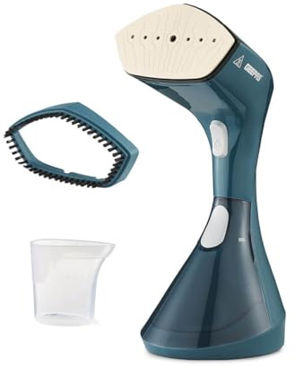 GEEPAS Handheld Clothes Steamer Travel Garment Steam Iron 1960W Green | Ceramic Soleplate, 250ml Water Tank, 25s Heat-up, 30g/min Powerful Stream, Removable Fabric Brush, Portable, Compact