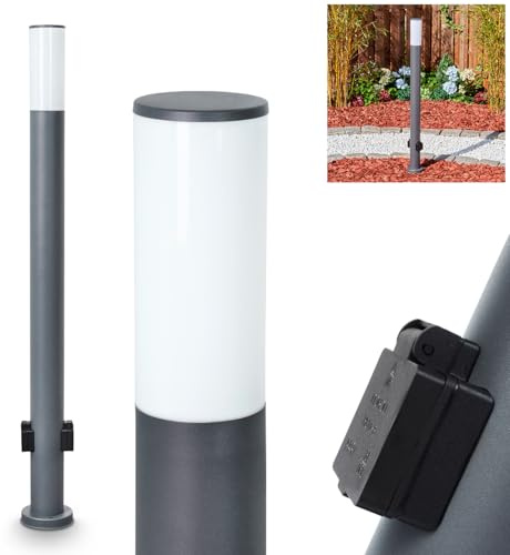 HOFSTEIN Wegeleuchte Caserta, Außenwegeleuchte mit 2 Steckdosen aus Metall/Kunststoff in Anthrazit/Weiß, moderne Außenleuchte für Garten, Außenbereich, Hof, Terrasse, Höhe 110cm, E27, IP44