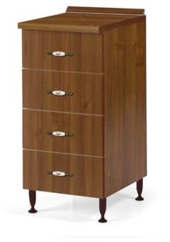 Linea Azzurra Base 40 Cassettiera Cucina Componibile Mobile con 4 Cassetti in Legno Made in Italy H85xL40xP50 cm Elegante Funzionale Facile da Montare (Noce Antico)