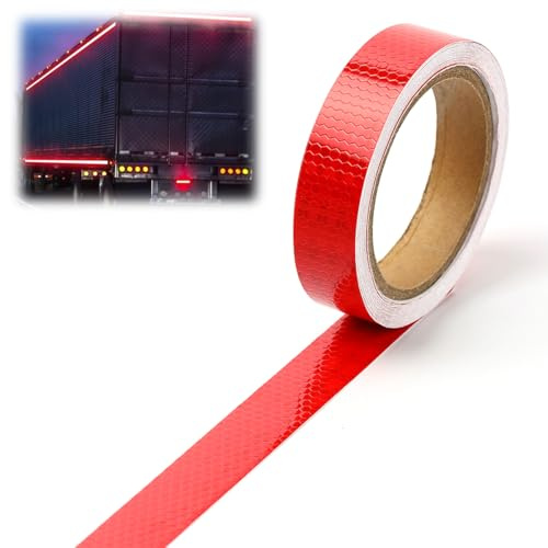 Reflektorband Selbstklebend Rot,23m×2.5cm Reflektierendes Klebeband | Selbstklebend Warnklebeband,Wasserdicht ,Reissfest,Reflektorstreifen,für Fahrzeuge,Autos,Anhänger,Fahrräder,Helme